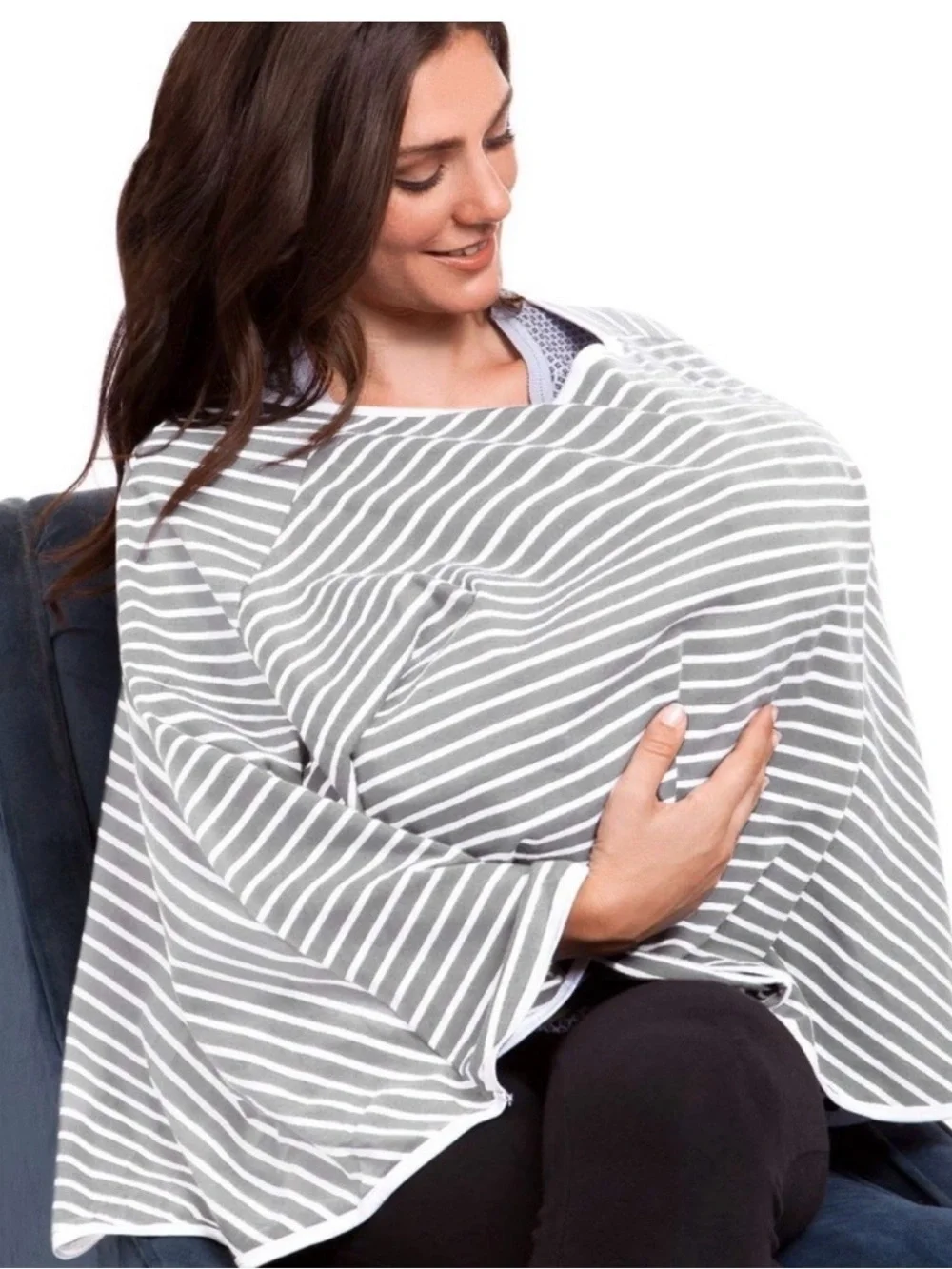 Baby Nursing Cover & Nursing Poncho - Multi Use GREY/WHITE